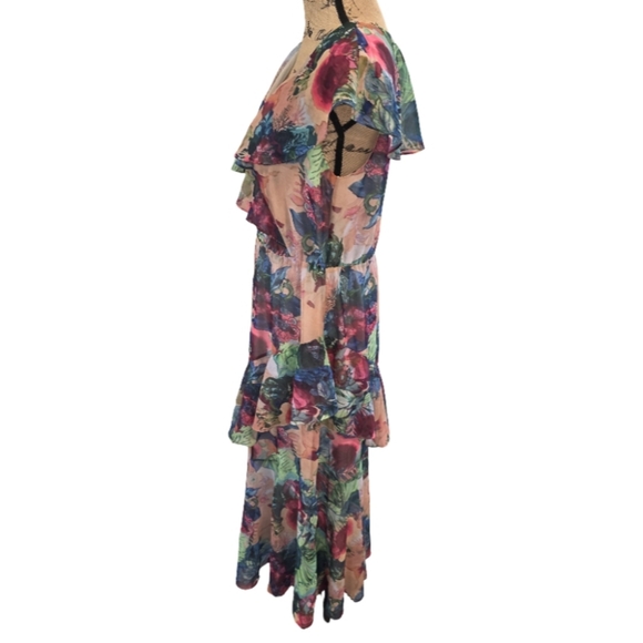 Soft Surroundings Ambrosia Tiered Maxi Dress Planterly Floral Women Medium - Picture 3 of 9
